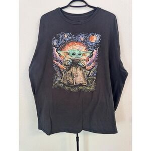 Star Wars Mandalorian Baby‎ Yoda Grogu Starry Night Graphic T-Shirt Black 3XL